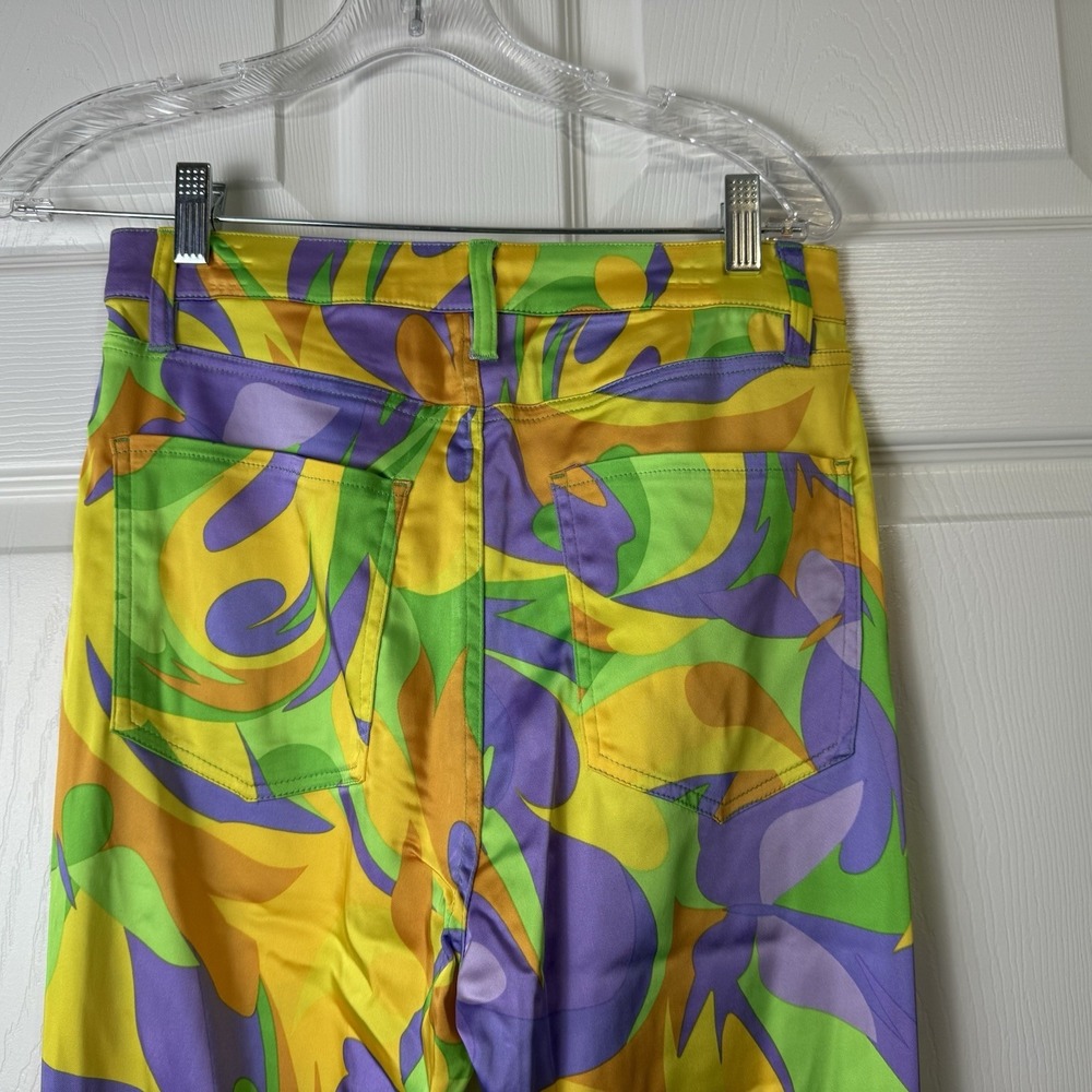 DANIELLE BERNSTEIN Womens‎ Satin Pants Sz 27 NWT Retro Butterfly Mardi Gras - Picture 6 of 12